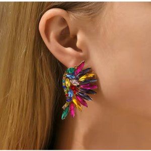 "Fancy Mulitcolor Angel" Crystal Vintage Angel Wing Earrings